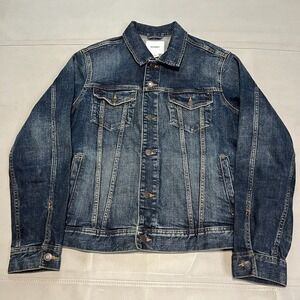 Old Navy Men Denim Jacket Indigo Dark Wash Jean Trucker Stretch Skate Y2K-M-3610